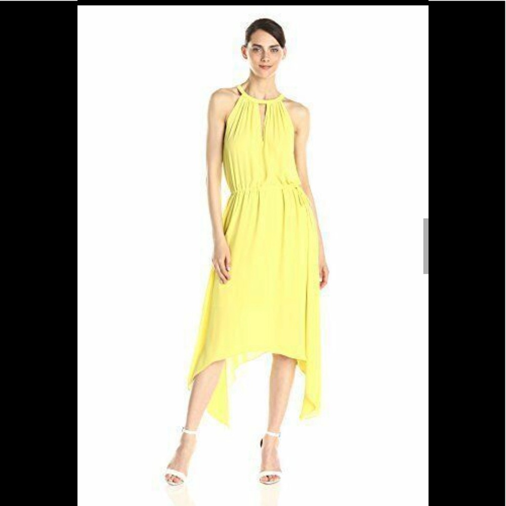 BCBG Maxazria yellow halter maxi dress